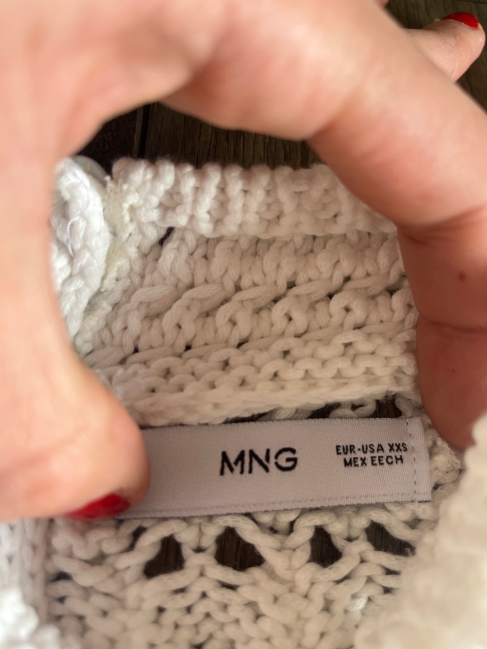Like New Mango Classic White Cable-Knit Mock Neck Sweater - Picture 2 of 6